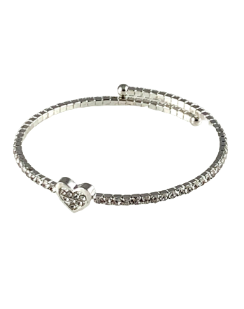 Heart Silver Wrap Bracelet with Crystals