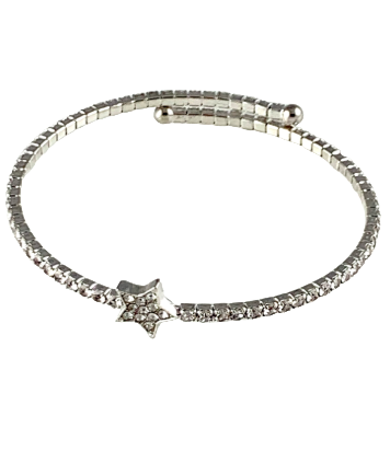 Star Silver Wrap Bracelet with Crystals