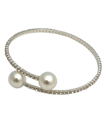 Crystals and Pearls Silver Wrap Bracelet