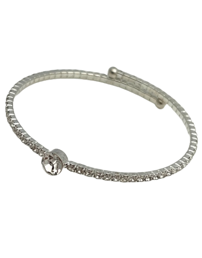 Large Center Crystal Silver Wrap Bracelet with Crystals