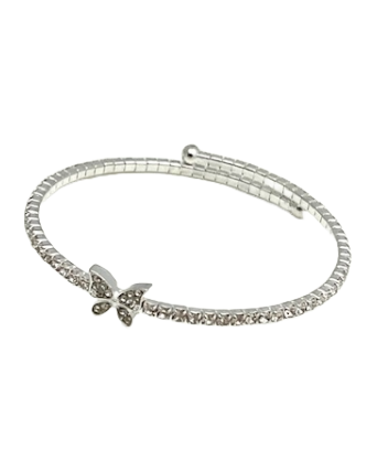 Butterfly Silver Wrap Bracelet with Crystals