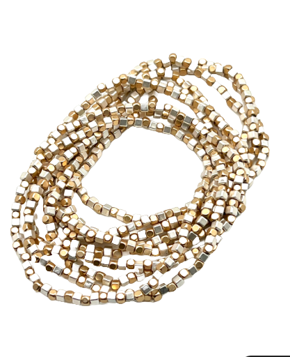 Set of 9 Two Tone Matte Beaded Bracelets