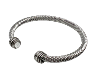 24/7 Wear Clear Stone End Caps Two Tone Cable - Stainless Steel bracelet