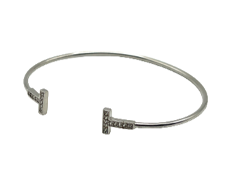 24/7 Wear Silver Wire with Crystal T End Caps - Stainless Steel