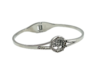 24/7 Wear Silver Tree of Life Crystal with Hinge - Stainless Steel