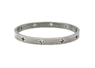24/7 Wear Silver Greek Cross Stainless Steel Bangle with Clasp