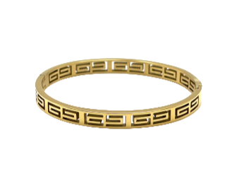 24/7 Wear Gold Greek Border Stainless Steel Bangle with Clasp