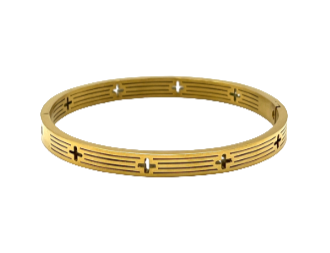 24/7 Wear Gold Greek Cross Stainless Steel Bangle with Clasp