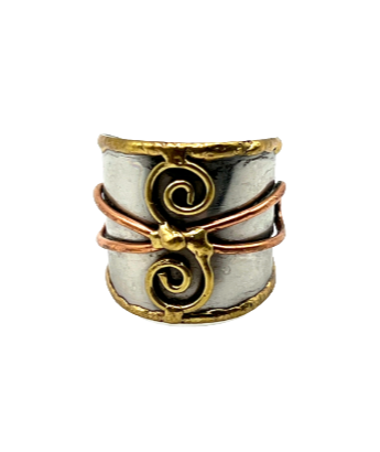 Double Swirl - Metal Adjustable Artisan Ring