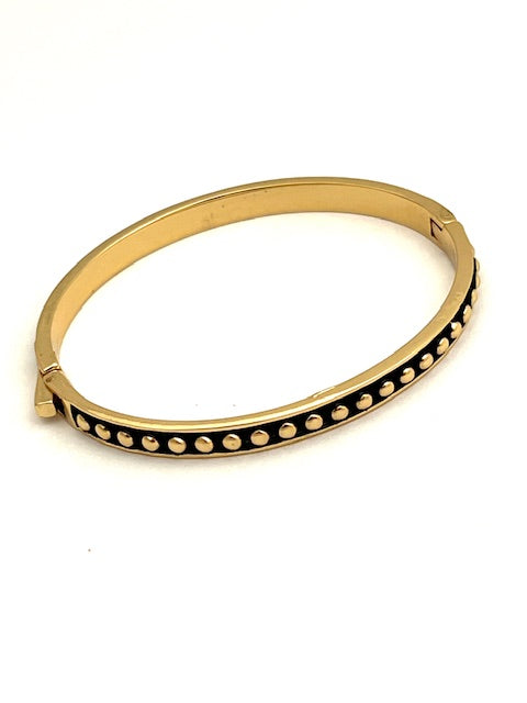 24/7 Wear Gold Beaded Stainless Steel Bangle with Clasp