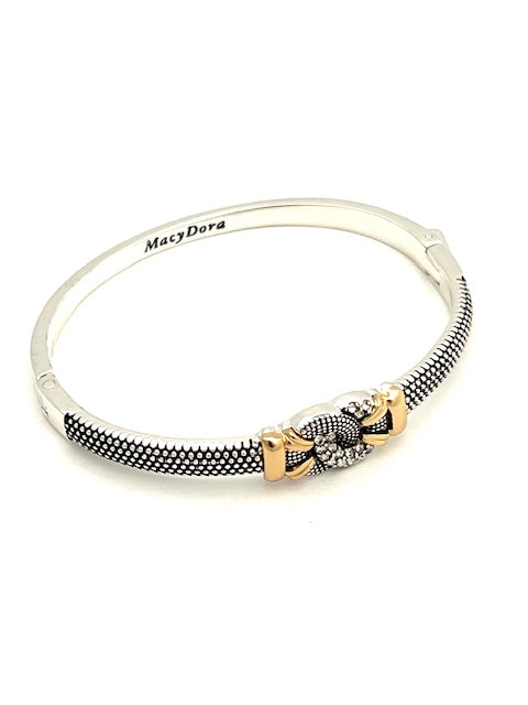 24/7 Wear Two Tone Stainless Steel Bangle with Double Circles and Clasp