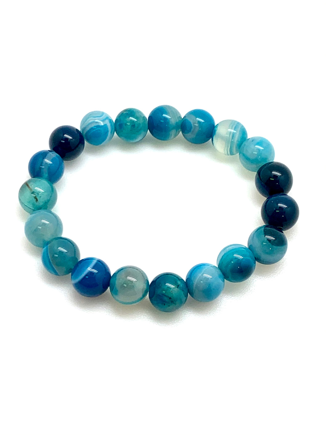 Blue Agate Stone Bracelet 6, 8 and 10mm Bead Size