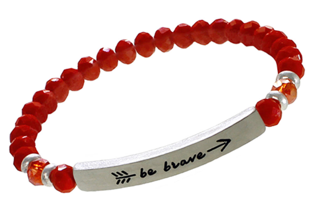 BE BRAVE - inspirational Crystal Bracelet - Red