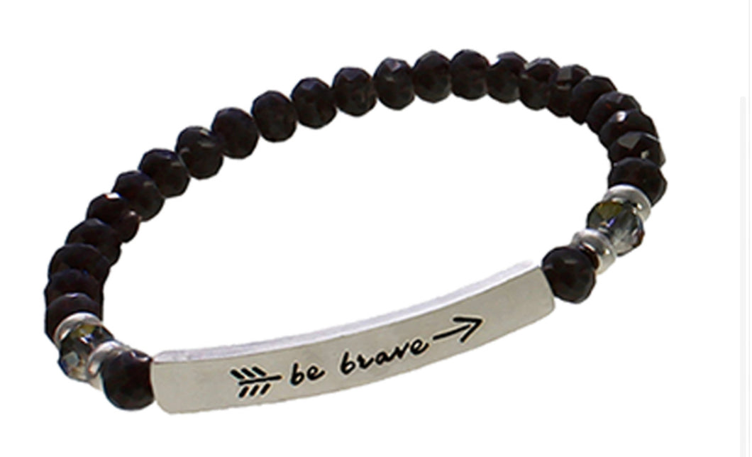 BE BRAVE - Crystal Inspirational Bracelet - Black