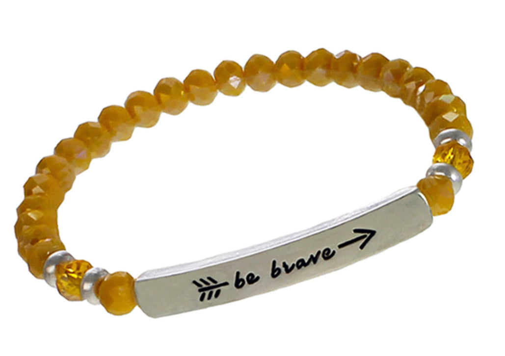 BE BRAVE - Crystal Inspirational Bracelet - Beige
