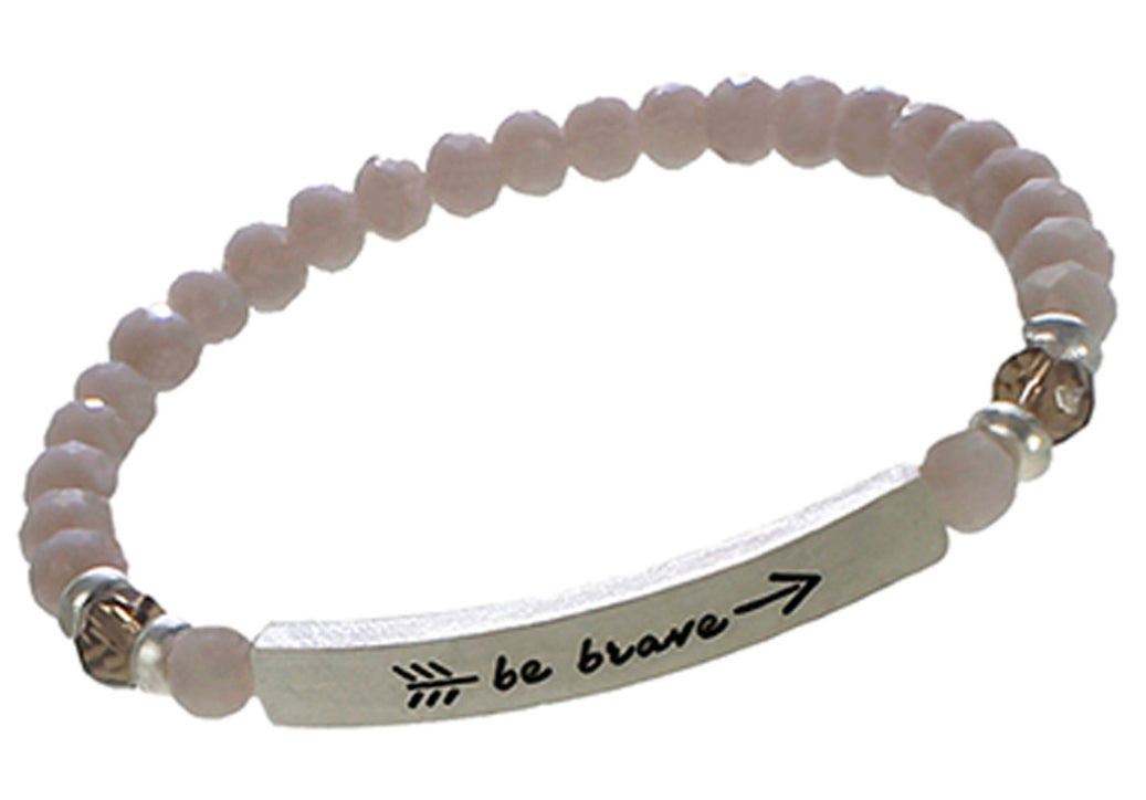 BE BRAVE - Crystal Inspirational Bracelet - Gray
