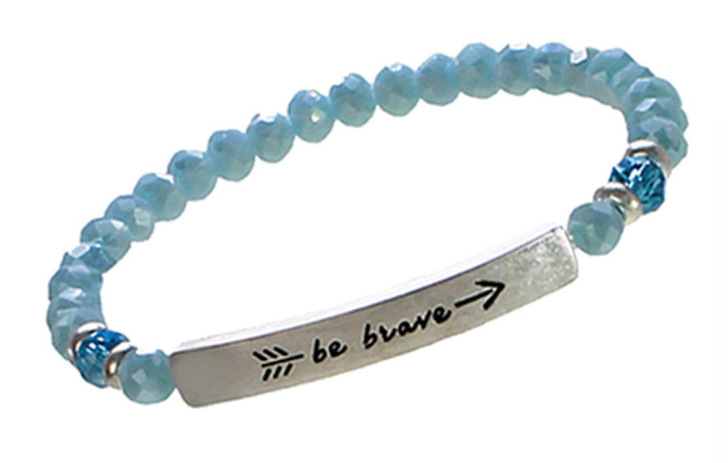 BE BRAVE - Crystal Inspirational Bracelet - Blue