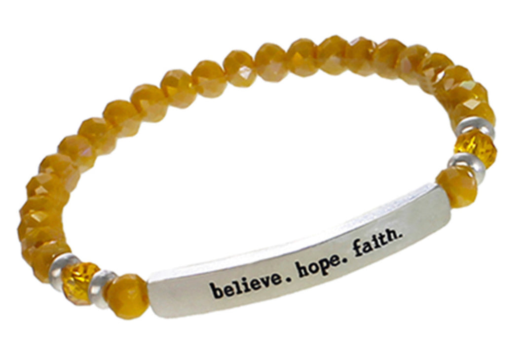 BELIEVE HOPE FAITH - Crystal Inspirational Bracelet - Orange