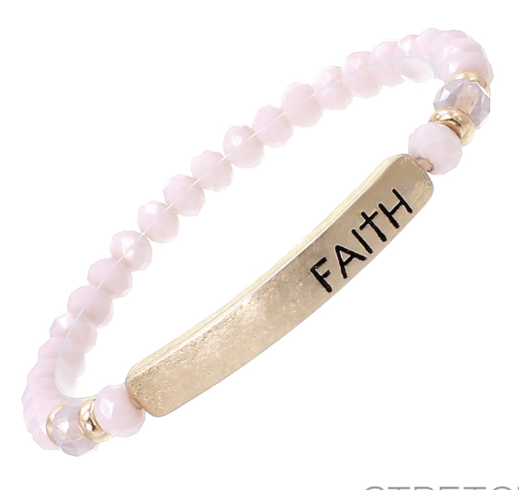 FAITH - Crystal Inspirational Bracelet - Pink