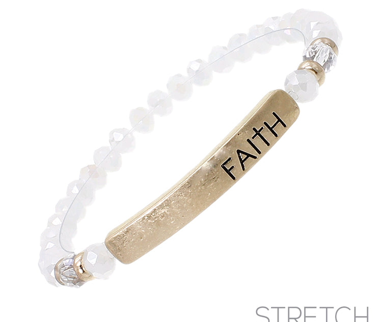 FAITH - Crystal Inspirational Bracelet - White