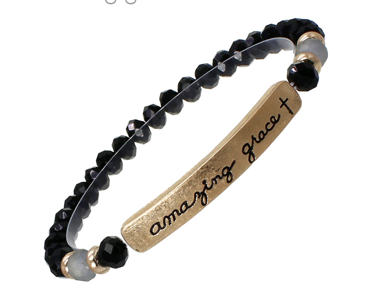 AMAZING GRACE - Crystal Inspirational Bracelet Onyx