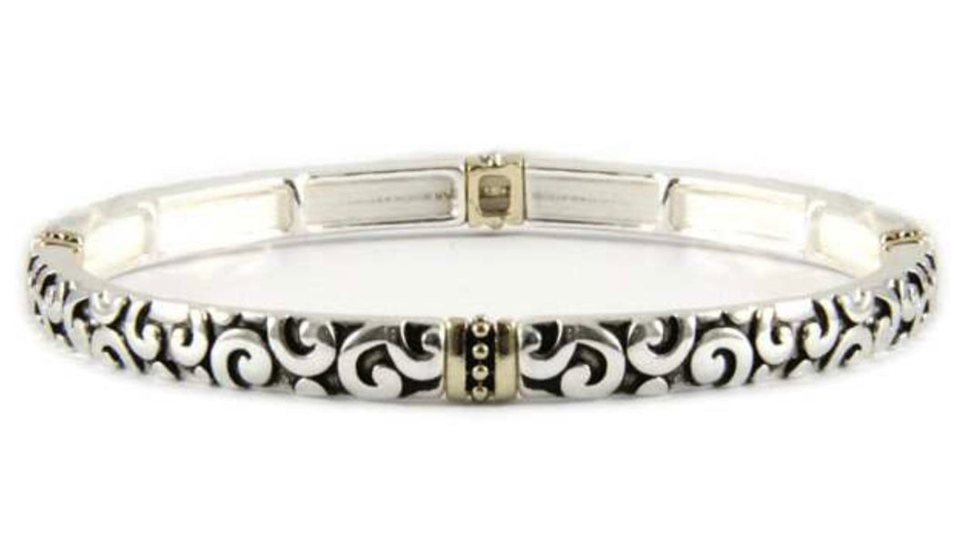 Vine design Silver Stretch Stackable Bracelet