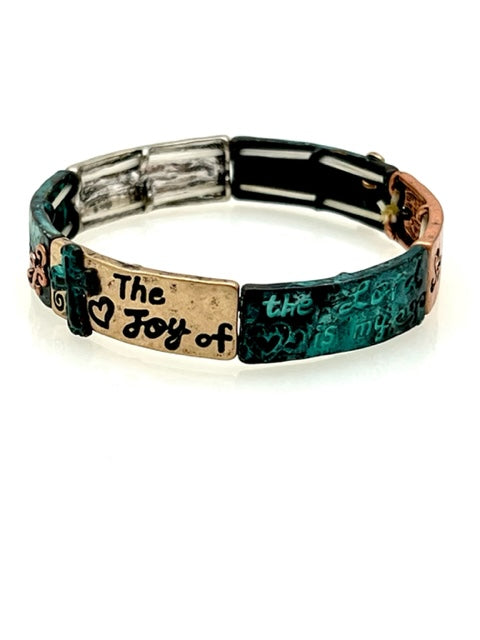The Joy of the Lord is my Strength Patina Stretch Bracelet