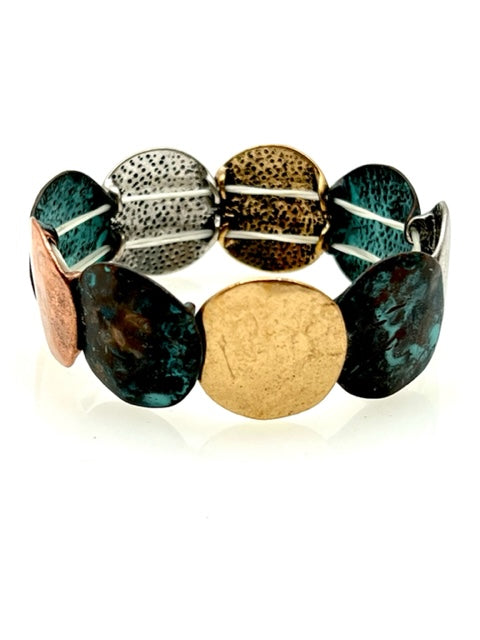 Mixed Shapes Design 18 Patina Stretch Bracelet
