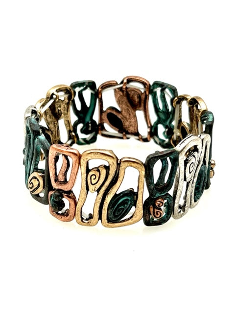 Mixed Shapes Design 26 Patina Stretch Bracelet