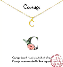 C for Courage - Initial Charm Necklace in Silver or Gold