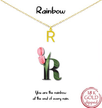 R for Rainbow - Initial Charm Necklace in Silver or Gold