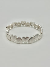 Heart Bead Stretch Bracelet in 4 Metal Colors - Silver Gold Two Tone and Patina