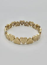 Heart Bead Stretch Bracelet in 4 Metal Colors - Silver Gold Two Tone and Patina