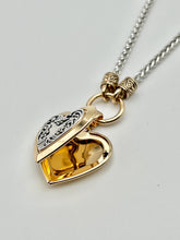 24/7 Wear Heart Locket Pendant Two Tone Stainless Steel Necklace with 18" Spiga Chain