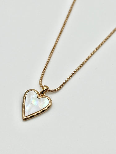 Mother of Pearl Heart Pendant Necklace with Gold Spiga Chain