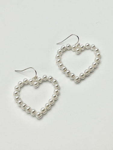 Pearl Pave Heart Earrings