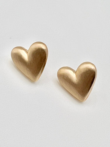 Matte Satin Finish Heart Earrings - 3 Colors