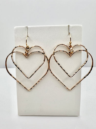 Gold Double Heart Earrings
