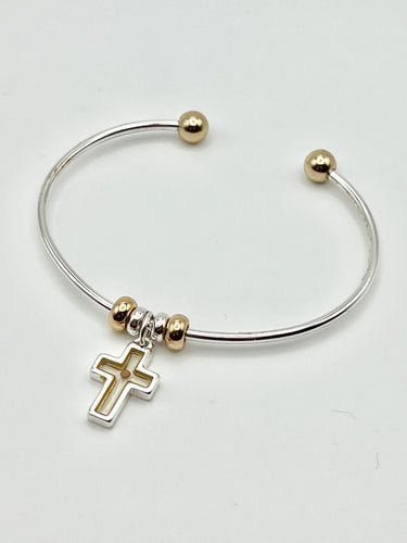 Two Tone Mustard Seed Cross Charm Jewelry Collection
