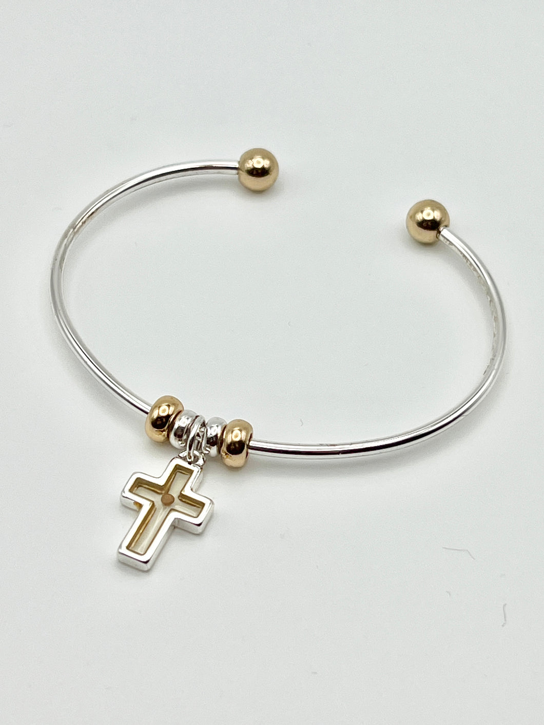 Two Tone Mustard Seed Cross Charm Jewelry Collection