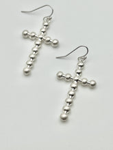 Ball Bead Design Cross Earrings - Silver or Gold
