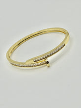 24/7 Wear Nail Bracelet with Crystals Stainless Steel Bangle with Hinge closure - Silver or Gold