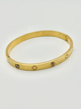 24/7 Wear Greek Cross and Crystal Stainless Steel Bangle with Clasp in Sliver or Gold