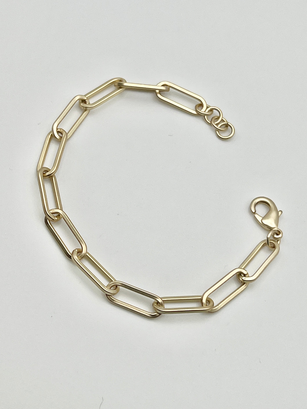 Matte Gold Stainless Steel Paper Clip Chain with Lobster Closure Bracelet