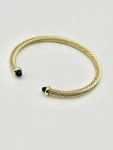24/7 Wear Gold or Silver Cable with Black Crystal End Caps - Stainless Steel bracelet