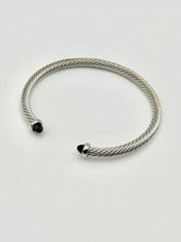24/7 Wear Gold or Silver Cable with Black Crystal End Caps - Stainless Steel bracelet