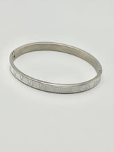 24/7 Wear White Stainless Steel Roman Numeral Bangle with Clasp - Silver and Gold