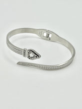 24/7 Wear Crystal Eye Snake Hinge Stainless Steel Cuff - Silver or Gold