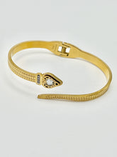 24/7 Wear Crystal Eye Snake Hinge Stainless Steel Cuff - Silver or Gold