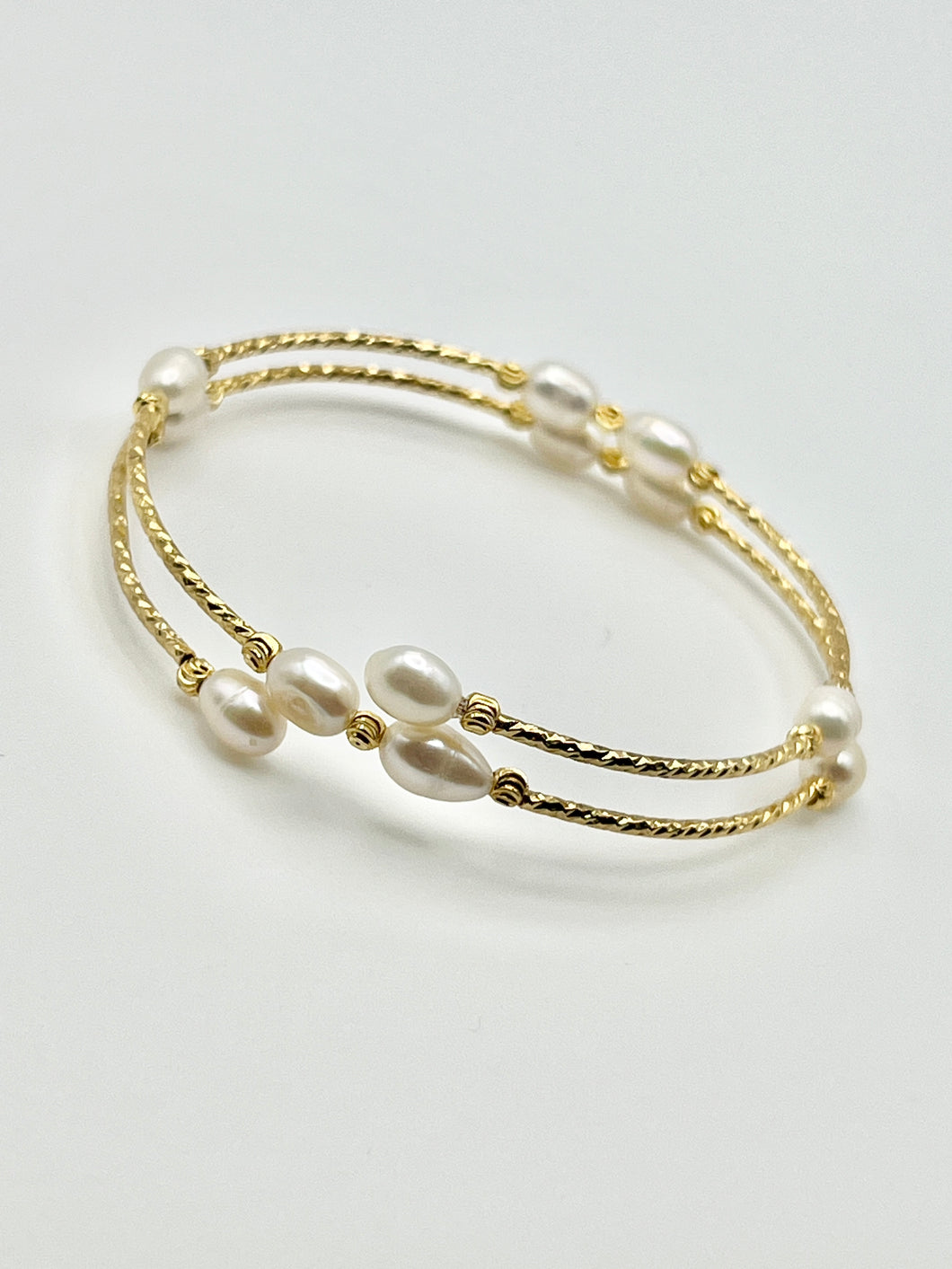 Freshwater Pearl Wrap Bracelet with Gold Rope Wire